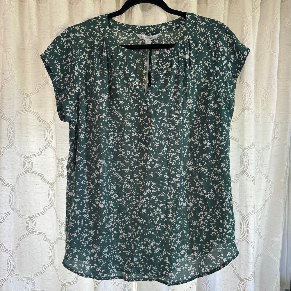 Turquoise Stitch Fix Split Neck Blouse